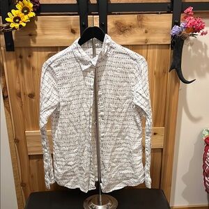 Cynthia Rowley White Button Down with Bumble Bee Design